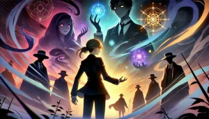 風の中に浮かぶ怪しげな男女.